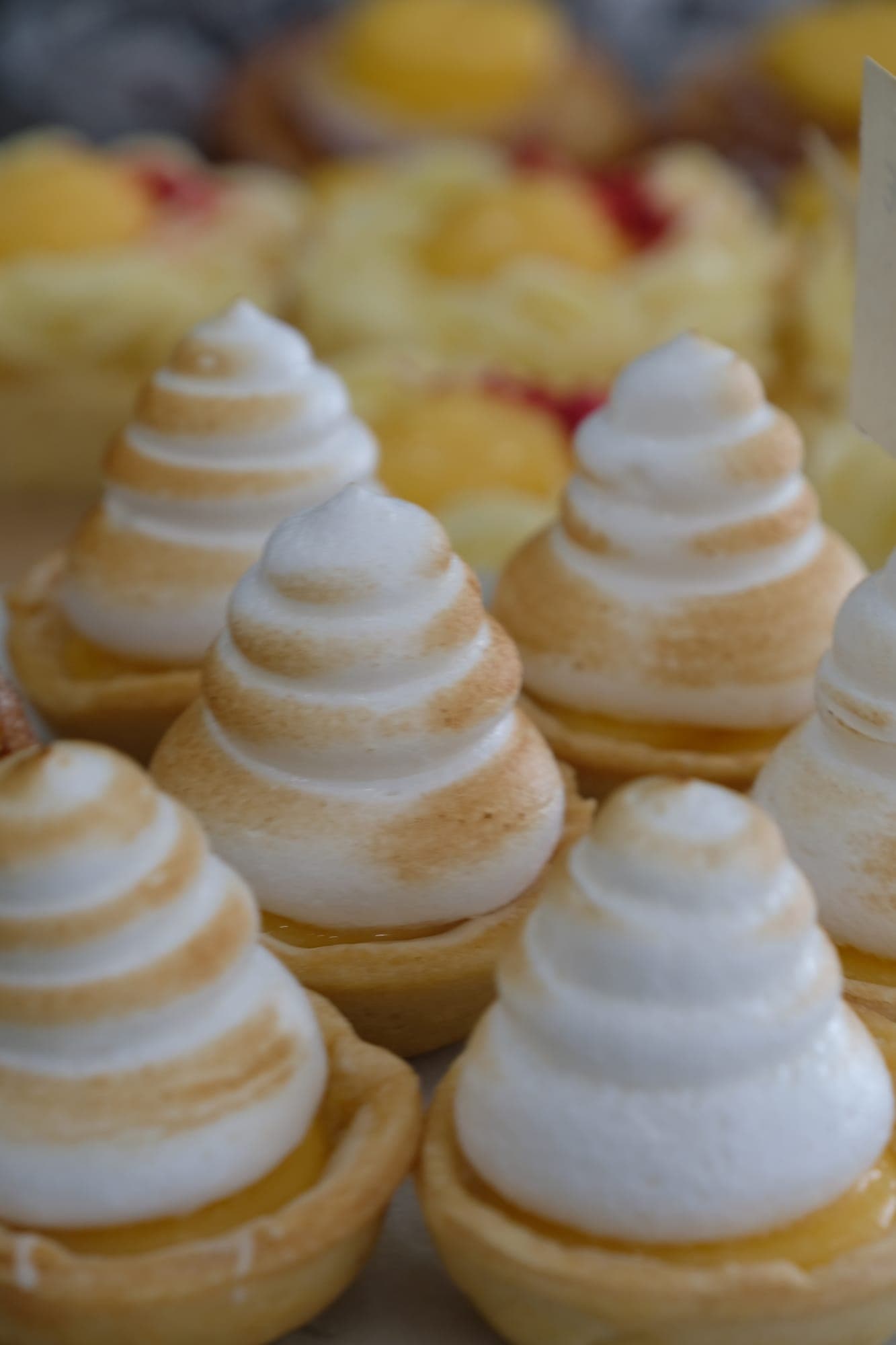 Soft peaks of meringue, freshly piped